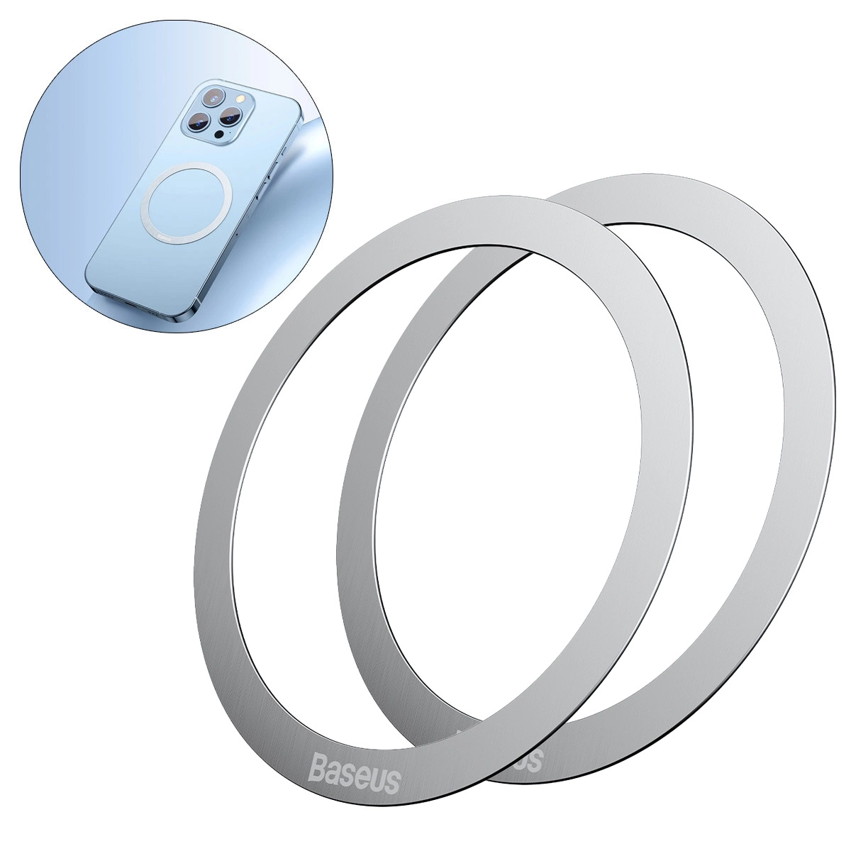 Baseus Halo Series magnetic ring (2 pcs/package) silver (PCCH000012)