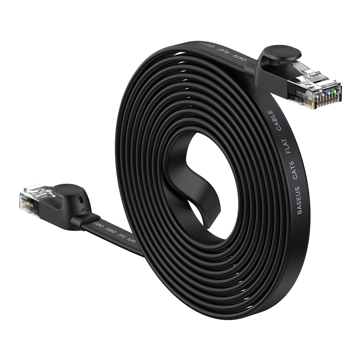 Baseus high Speed Six types of RJ45 Gigabit network cable (flat cable)10m Black