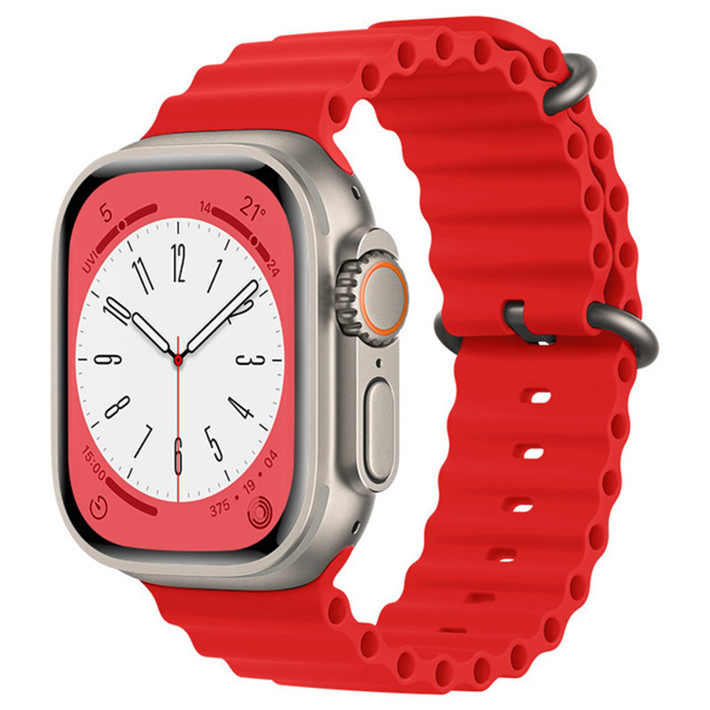 Techsuit - Watchband (W038) - Apple Watch 1/2/3/4/5/6/7/8/9/10/SE/SE 2/Ultra/Ultra 2 (42/44/45/46/49mm) - Red