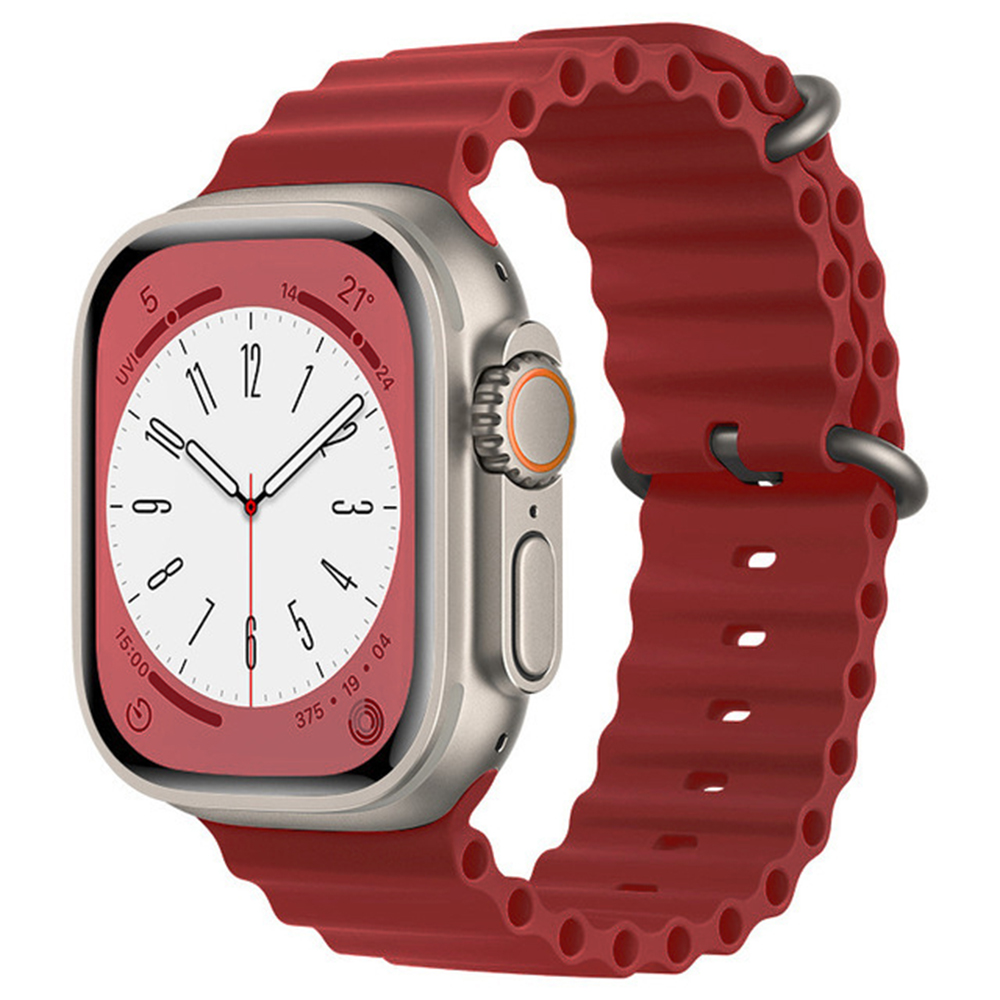 Techsuit - Watchband (W038) - Apple Watch 1/2/3/4/5/6/7/8/9/10/SE/SE 2/Ultra/Ultra 2 (42/44/45/46/49mm) - Wine Red