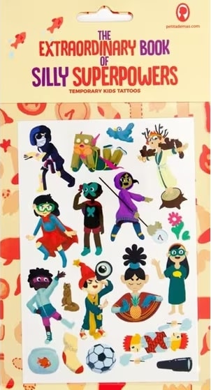 THE EXTRAORDINARY BOOK OF SILLY SUPERPOWERS TEMPORARY TATTOOS FOR KIDS ΠΡΟΣΩΡΙΝΑ ΤΑΤΟΥΑΖ ΓΙΑ ΠΑΙΔΙΑ