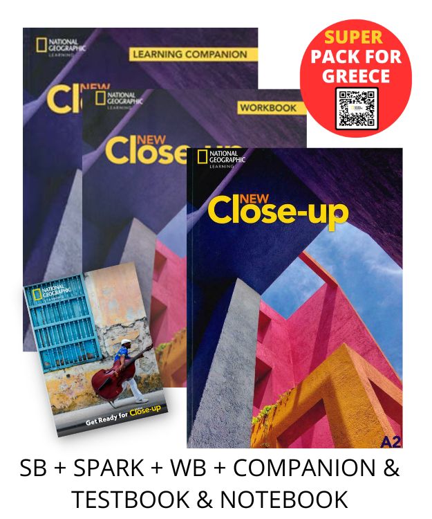 NEW CLOSE-UP A2 SUPER PACK FOR GREECE (SB + SPARK + WB + COMPANION   TESTBOOK   NOTEBOOK)