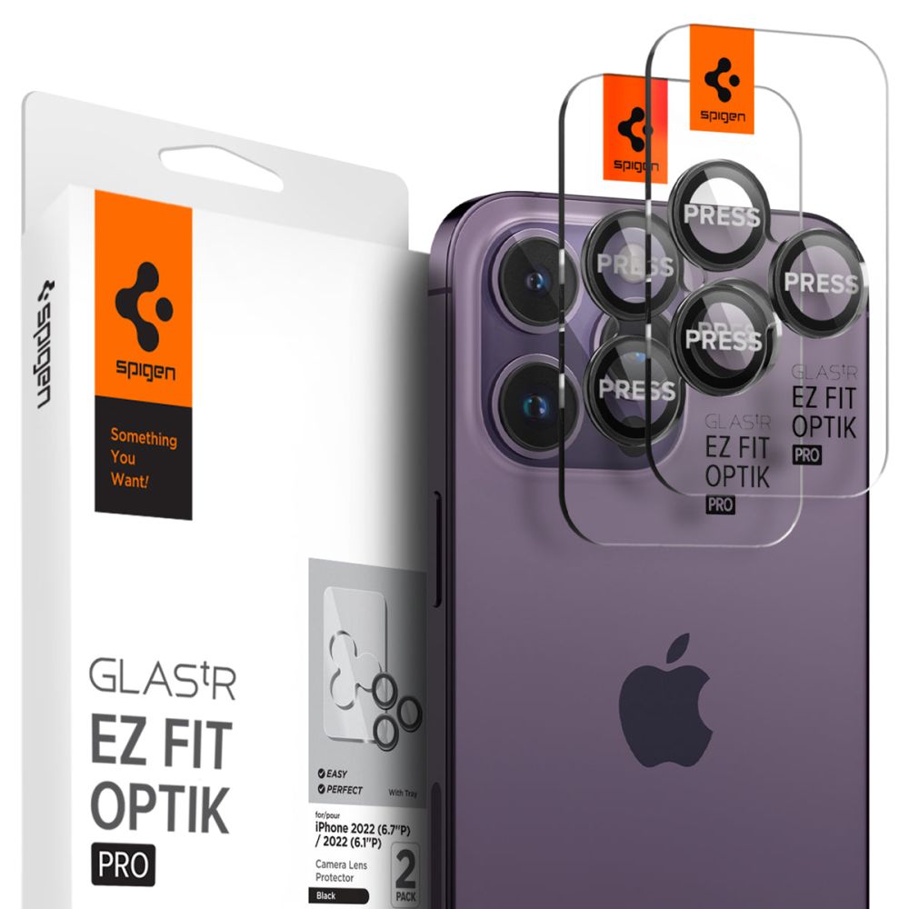 Spigen - Optik.tR EZ Fit Pro Camera Glass (2 pack) - iPhone 14 Pro / iPhone 14 Pro Max - Black