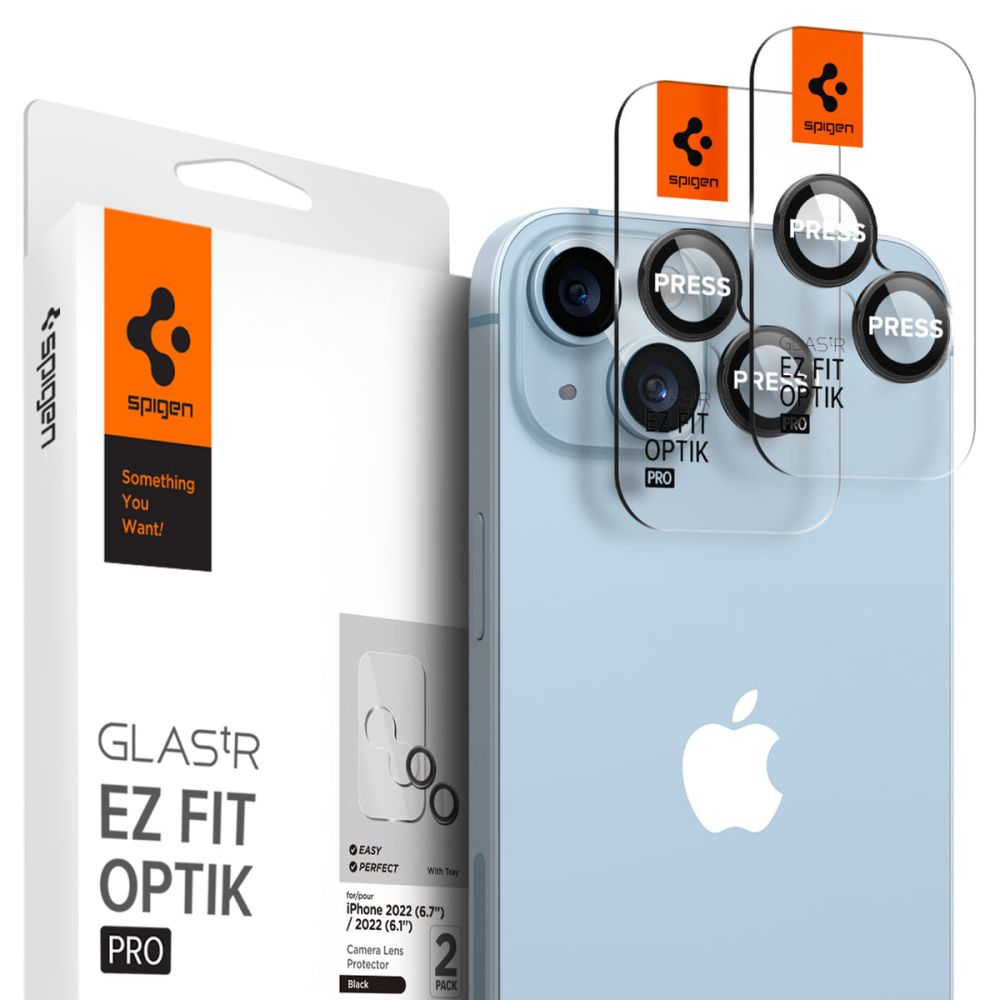 Spigen - Optik.tR EZ Fit Pro Camera Glass (2 pack) - iPhone 14 / iPhone 14 Plus - Black