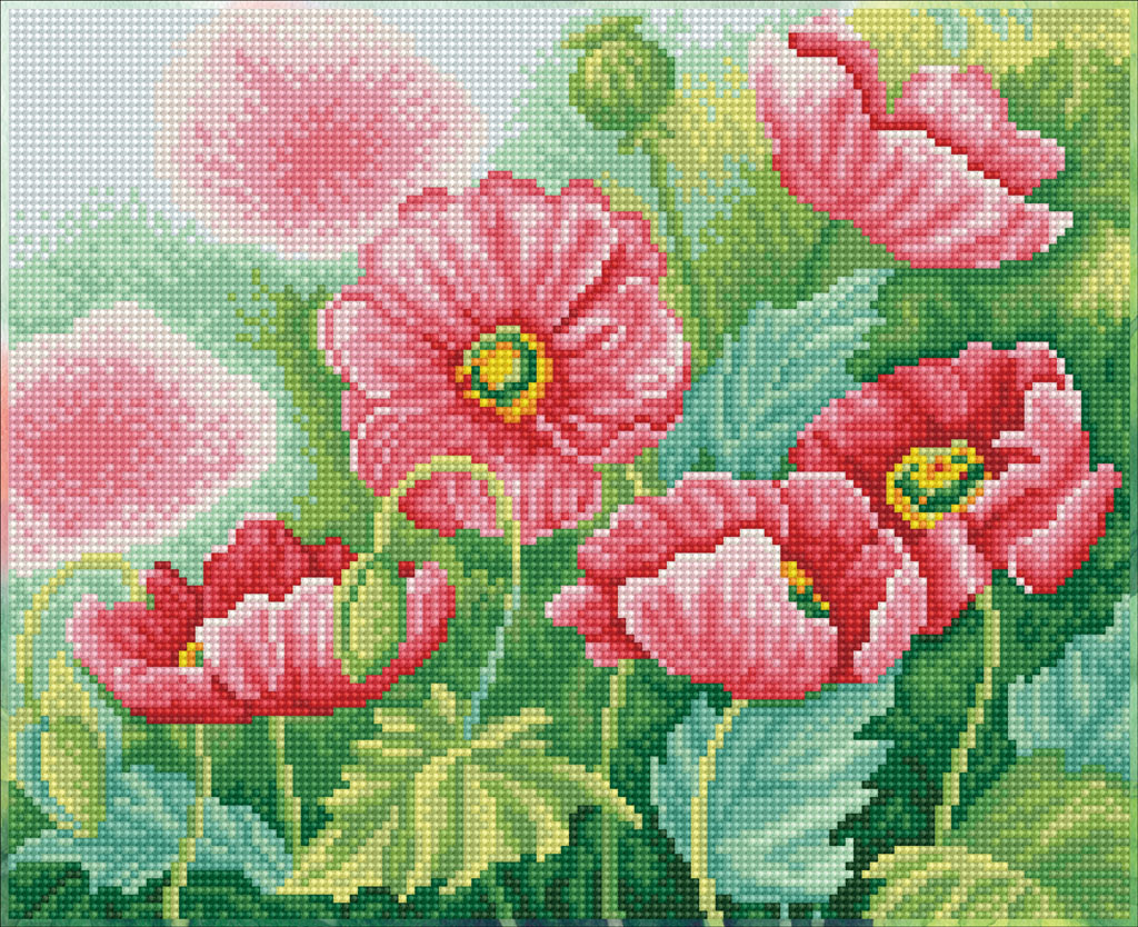 Watercolour Poppies (Τετραγωνα Diamonds)