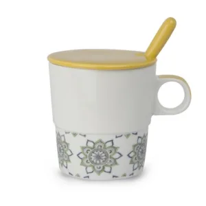 CUP WITH SPOON YELLOW  330ML INFUSION TEAFORTWO