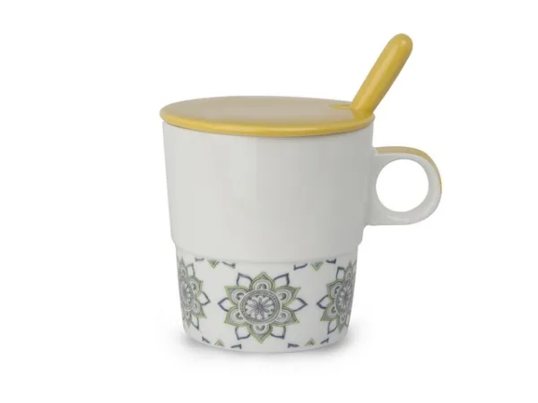 CUP WITH SPOON YELLOW  330ML INFUSION TEAFORTWO