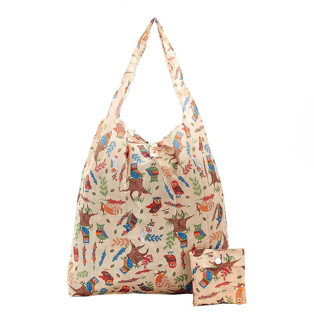 Beige Owl Shopper