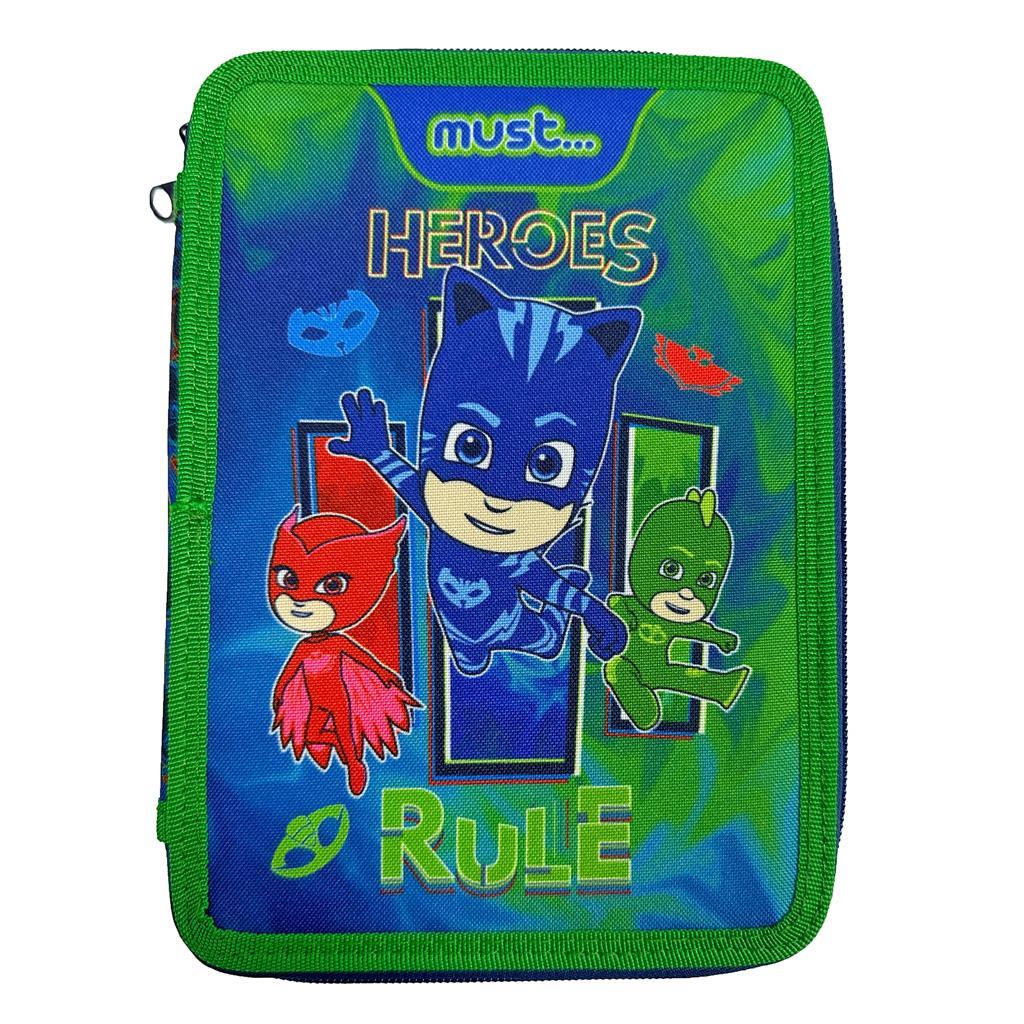 Σχολική Κασετίνα Διπλή Γεμάτη PJ Masks Heroes Rule Must