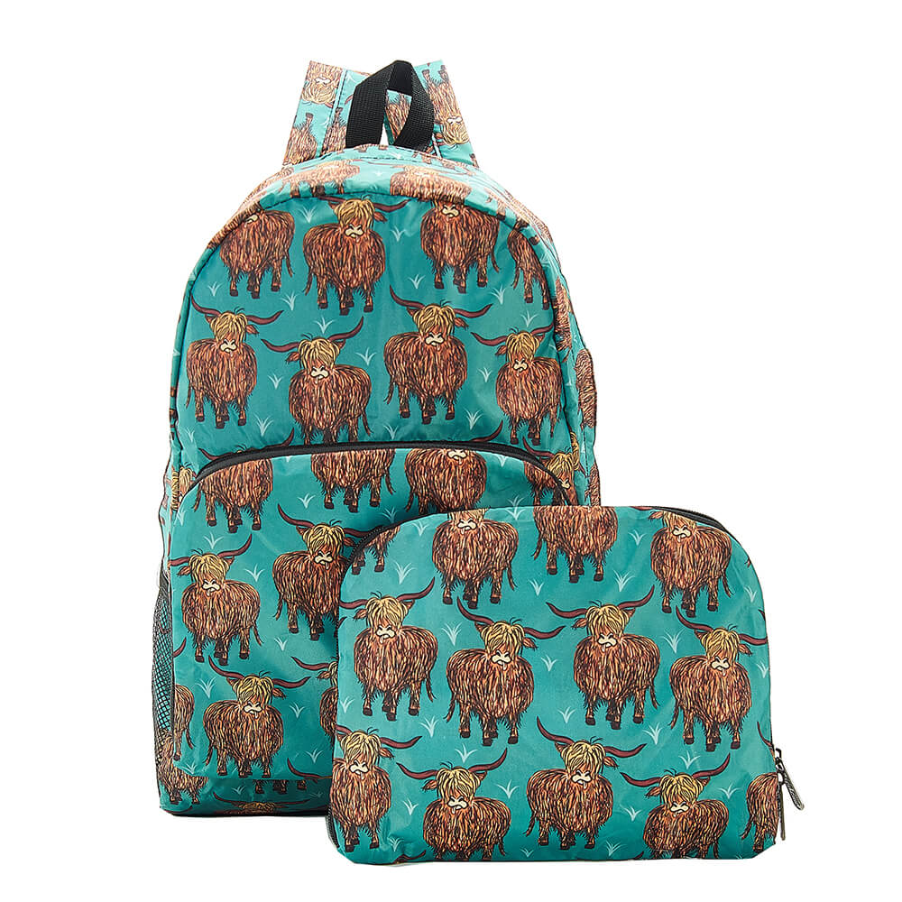 Teal Highland Cow Backpack