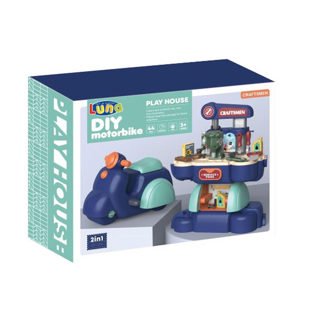 Βαλιτσάκι Μηχανή Εργαλεία Luna Toys Μπλε 44 Τμχ. 40x14x32 εκ.