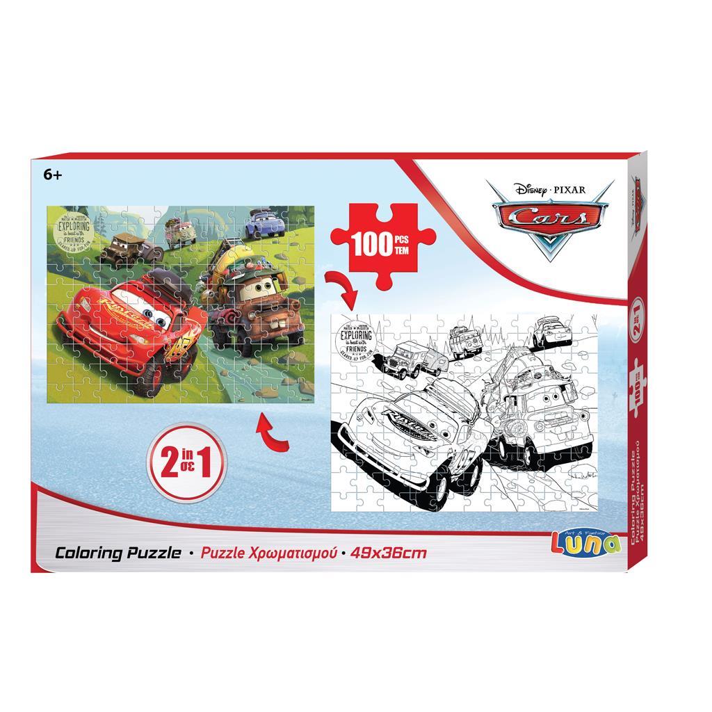 Παζλ Χρωματισμού 2 Όψεων 100Τμχ. Disney Cars 49x36εκ. Luna Toys