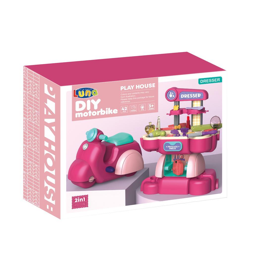 Βαλιτσάκι Μηχανή Σετ Ομορφιάς Luna Toys Ροζ 42 Τμχ. 40x14x32 εκ.