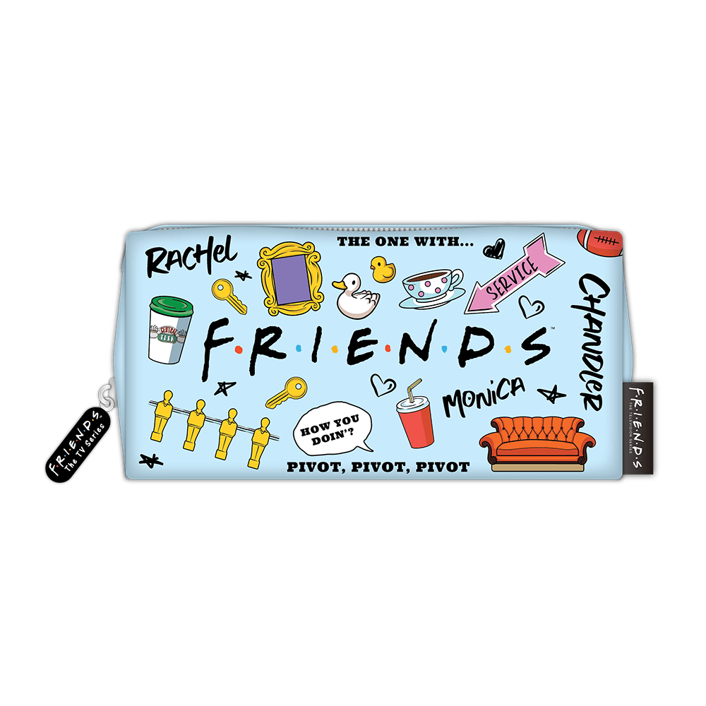 Friends PU Pencil Case - Blue Icons