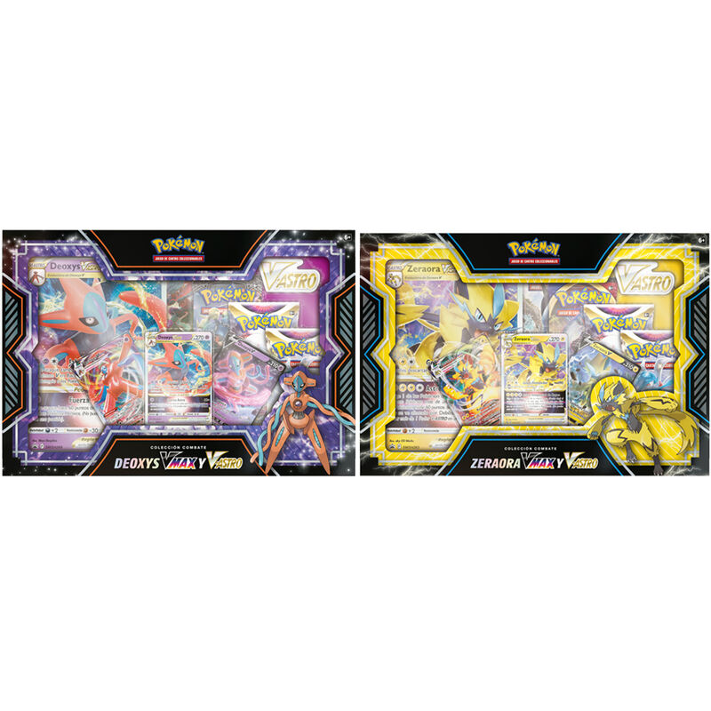 Spanish Pokemon Pack 6 Collectible card game boxes Deoxys Vmax & Zeraora Vmax assorted