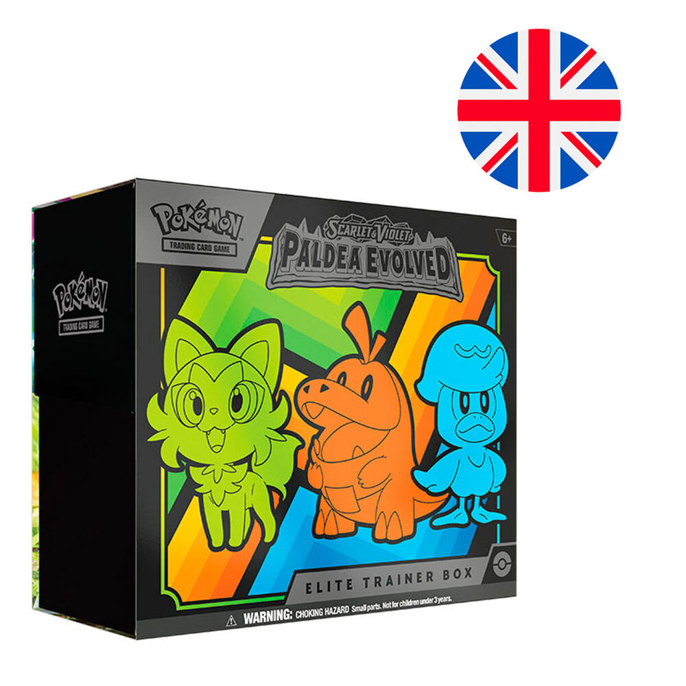 English Pokemon Scarlet and Purple Paldea Evoled trainer elite collectible card game box