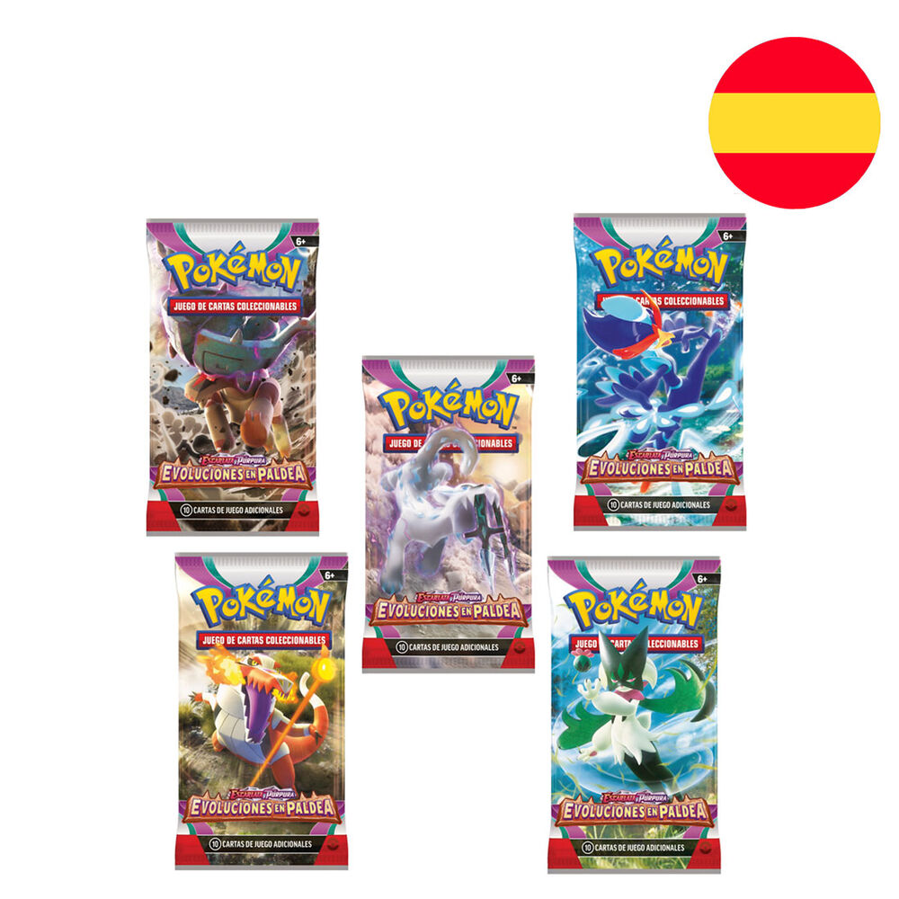 Spanish Pokemon Developments in Paldea trading card game envelopes assort