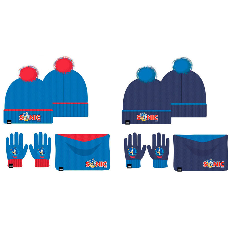 Sonic the Hedgehog kids winter set snood hat gloves