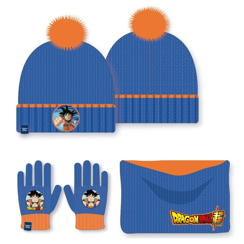 Dragon Ball Super Goku kids winter set snood hat gloves