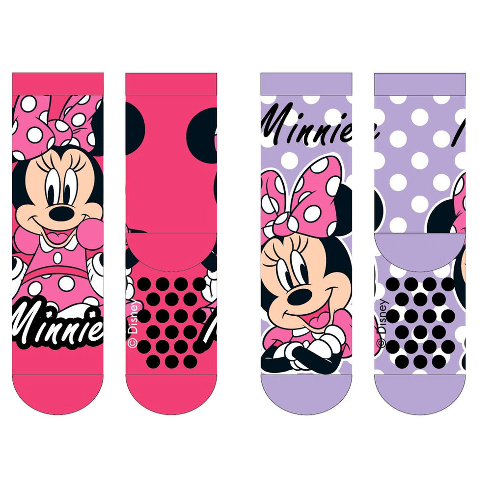 Disney Minnie kids pack 2 anti-slip socks assorted