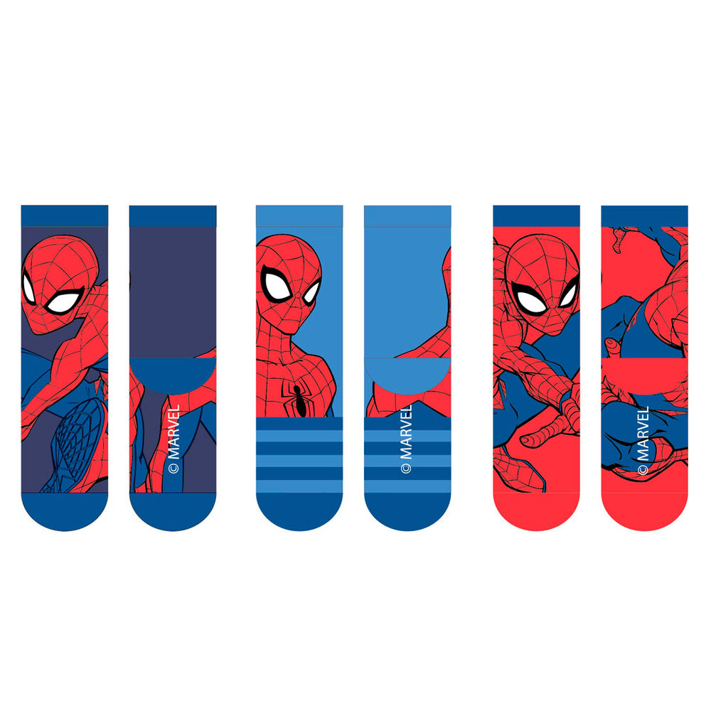 Marvel Spiderman pack 3 kids socks assorted