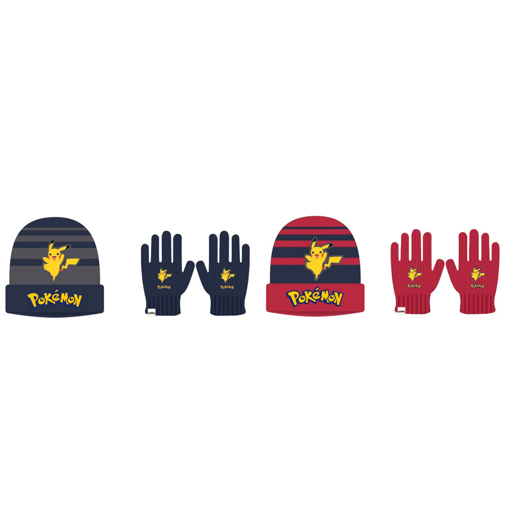 Pokemon Pikachu kids assorted hat and gloves set