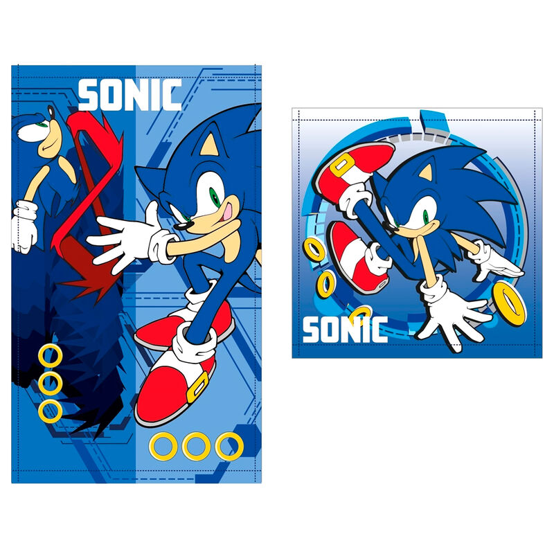 Sonic The Hedgehog set 2 cotton bath towels