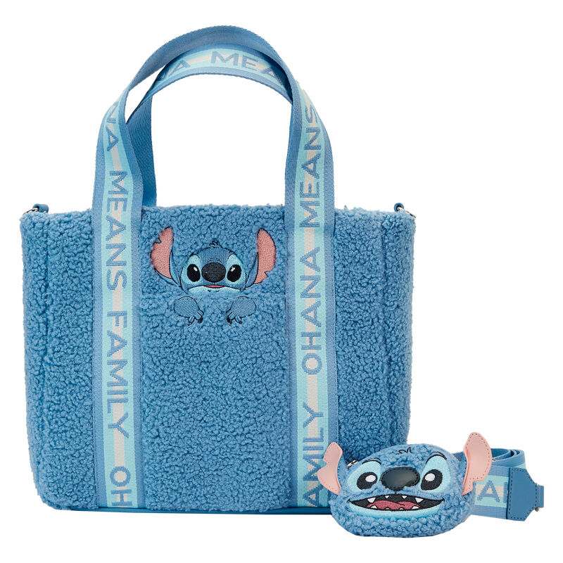 Loungefly Disney Stitch plush tote bacg with coin bag