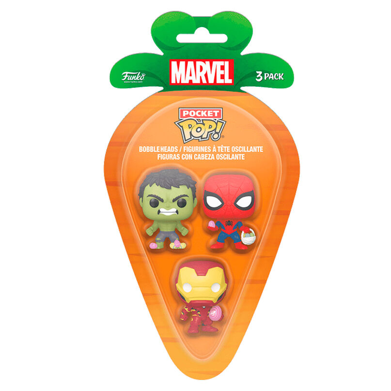 Carrot Pocket POP blister 3 figures Marvel Spiderman Hulk Iron Man