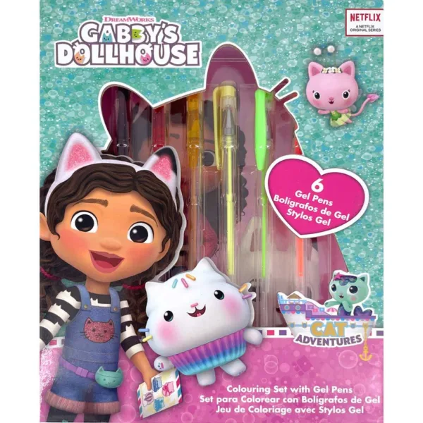 Gabbys Dollhouse notebook + 6 gel pens set