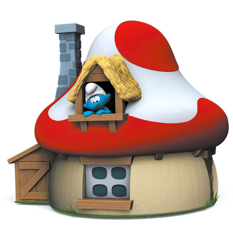 Smurfs mushroom house money box figure 15cm