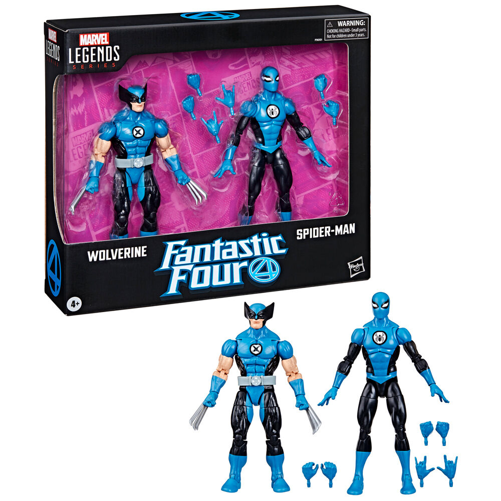 Marvel Fantastic four Wolverine Spiderman pack 2 figures 15cm