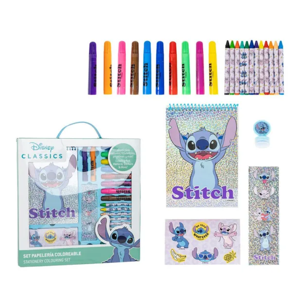 Disney Stitch colouring stationery set