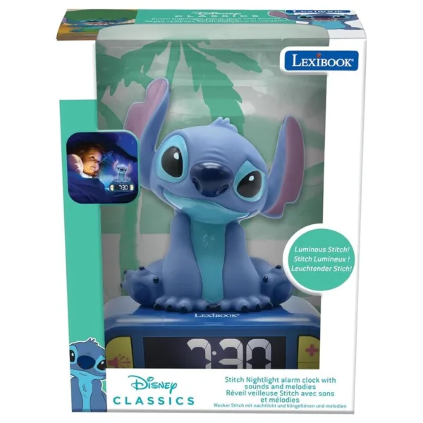 Disney Stitch digital 3D alarm clock light and sound