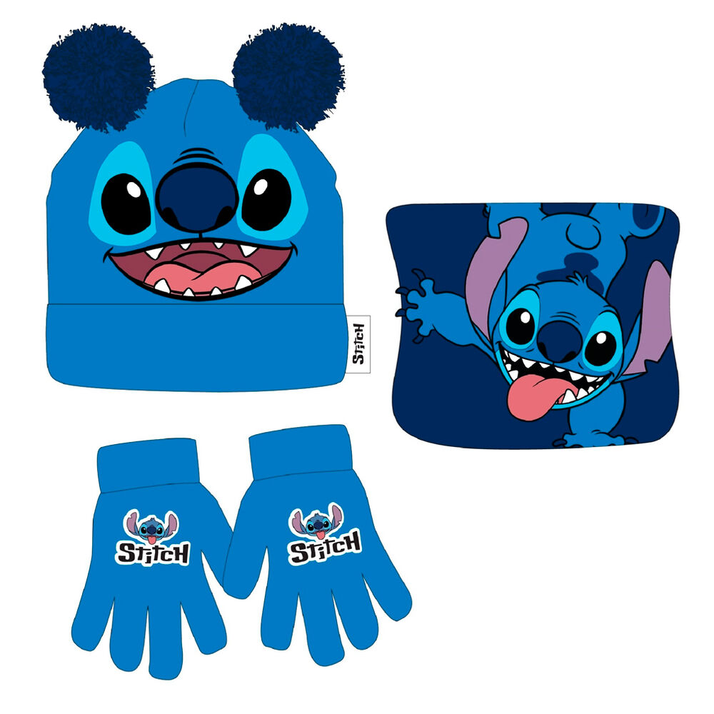 Disney Stitch winter set snood hat gloves