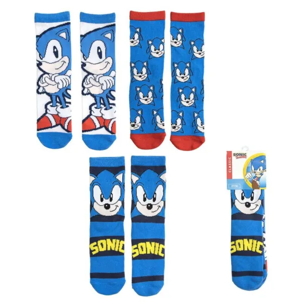 The Hedgehog Sonic pack 3 assorted socks