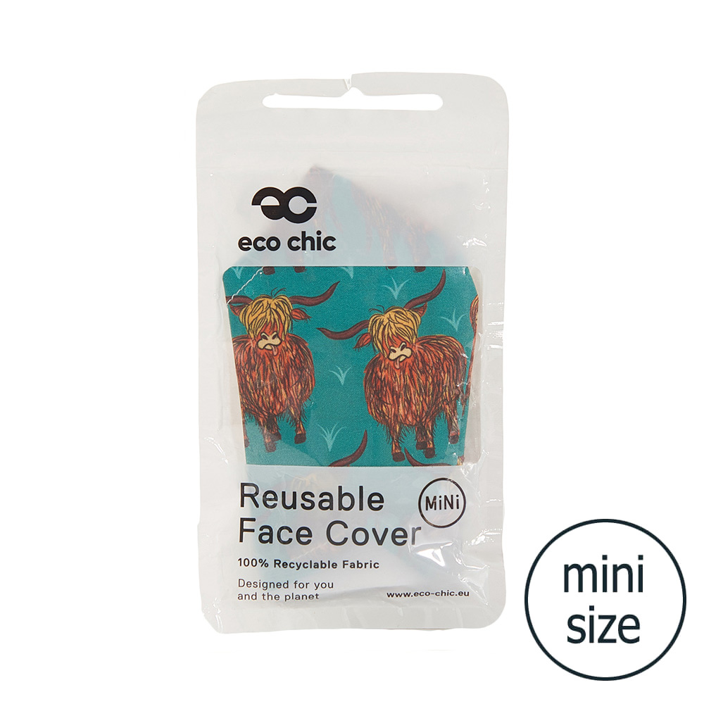 Teal Highland Cow Face Cover Mini