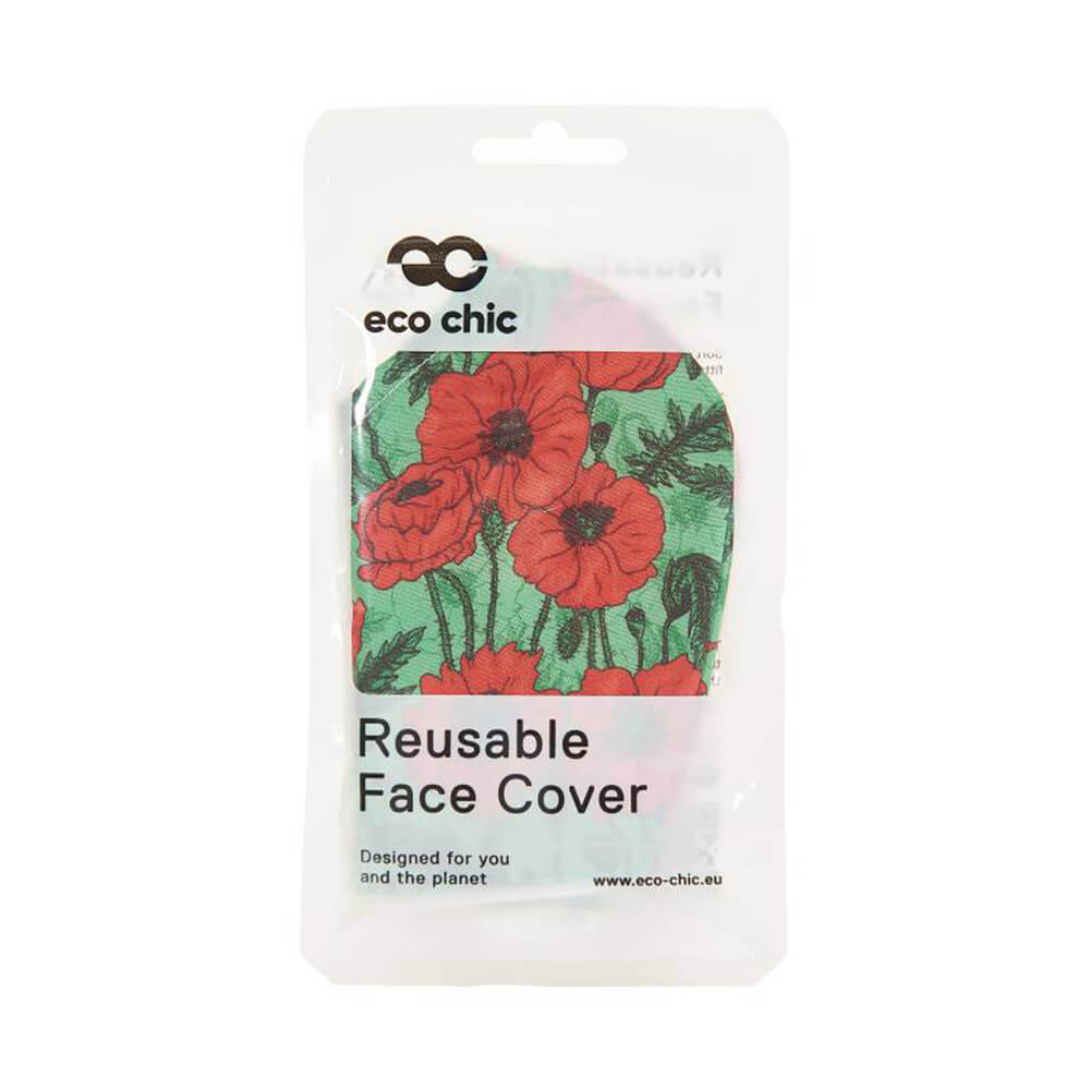 Green Poppies Face Cover