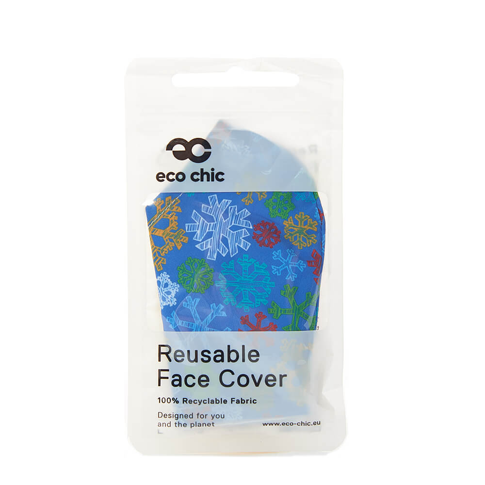 Blue Sketchy Snowflakes Face Cover