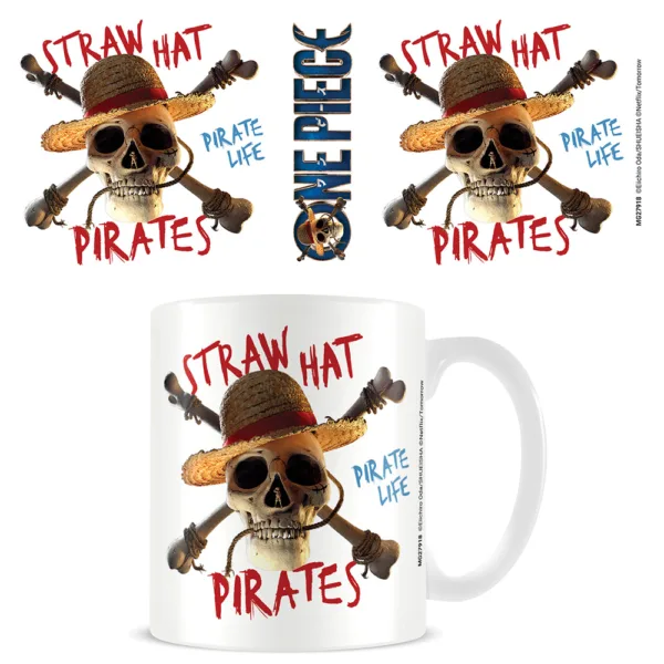 One Piece Live Action (Straw Hat Pirate Emblem) White Pod Mug - Image 2