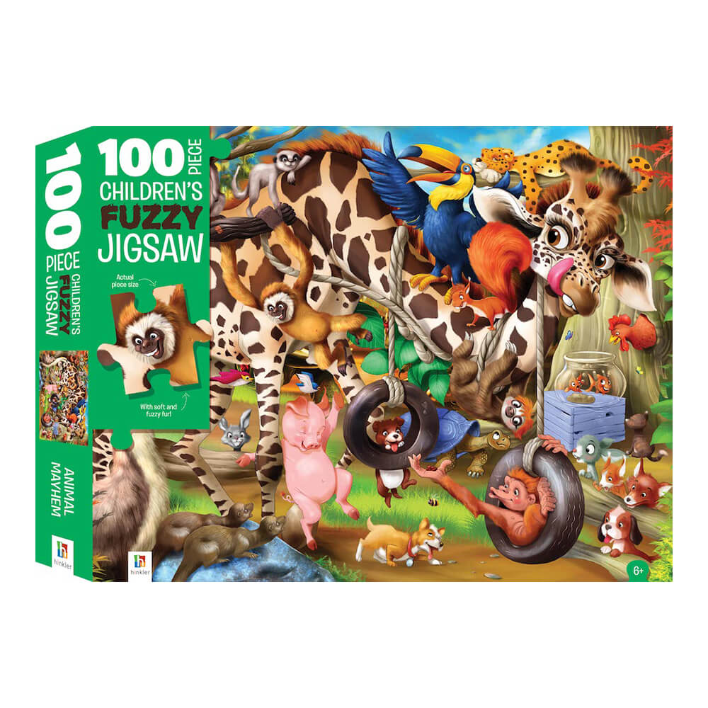 Touch and Feel: Animal Mayhem Fuzzy 100 Piece Jigsaw