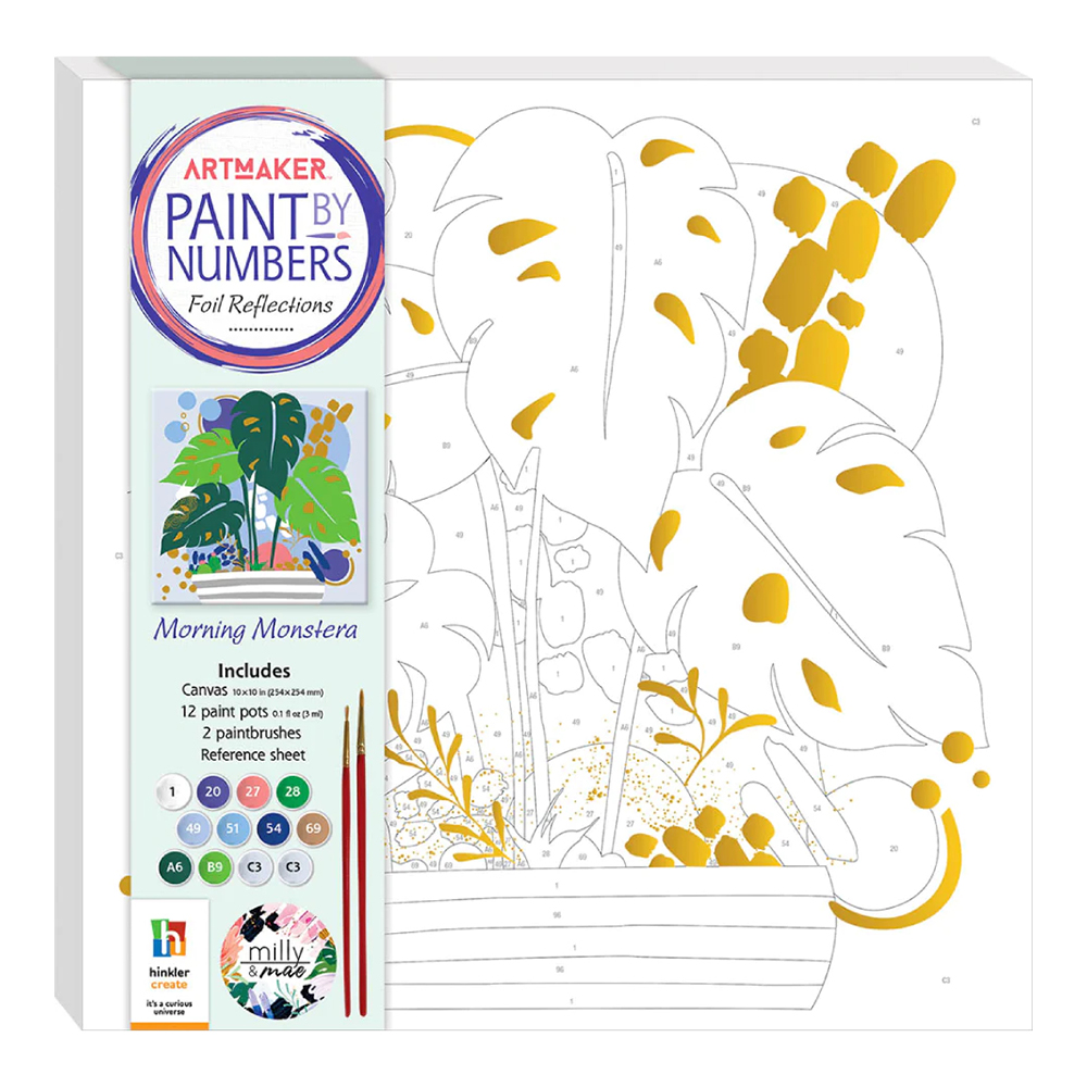 Paint by Numbers Canvas 25 x 25 Foil Reflections: Morning Monstera