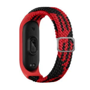 Strap Fabric replacement band strap for Xiaomi Mi Band 6 / 5 / 4 / 3 braided cloth bracelet red-black